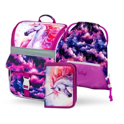 Abbildung von Baagl Zippy KÖNIGLICHES Einhorn Schulranzen für Kinder, Größe: One Size, Violett