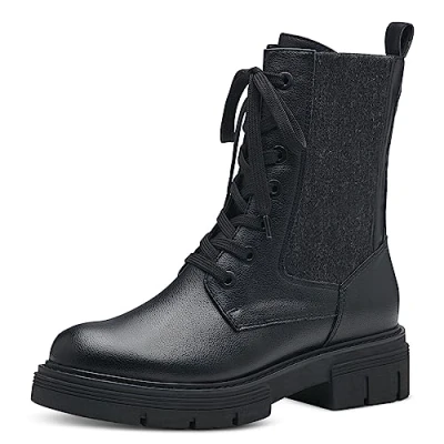 Abbildung von MARCO TOZZI Damen Schnürstiefel ohne Absatz aus Kunstleder Winter, Schwarz (Black), 37