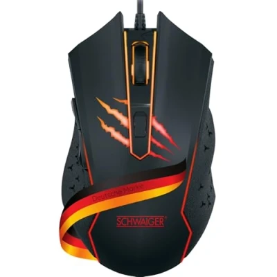 Abbildung von SCHWAIGER GM3000 Gaming Maus Computer PC Zubehör 6 Tasten RGB Beleuchtung kabelgebunden ergonomisch schwarz rot