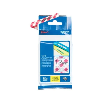 Abbildung von Brother Original P touch Schriftband TZe MPRG31 (12 mm breit, u.a. für H100LB/R, H105, H200, E100/VP, D200/BW/VP, D210/VP, 4 m lang, laminiert) schwarz auf rot kariert