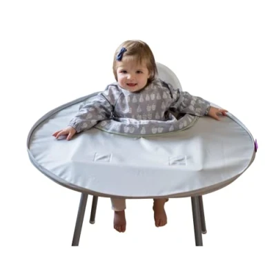 Abbildung von Tidy Tot Lätzchen und Tablett Sett. Hochstuhl Tischplatte Set mit Ganzkörper Langarm Lätzchen. Befestigt Sich an Ihrem Hochstuhl. Auffang für Baby Kind Ärmel. Klettverschluss