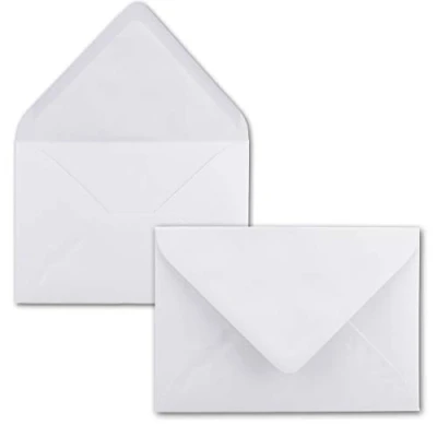 Abbildung von 100 Mini Brief Umschläge Hoch Weiß 5,2 x 7,6 cm Miniatur Kuverts mit Nassklebung für Blumen Grüße, Grußkarten, Anhänger &amp; Geld Geschenke FarbenFroh by GUSTAV NEUSER