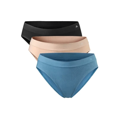 Abbildung von DANISH ENDURANCE Weiche Damen Panties 3 Pack (Mehrfarbig (1 X Schwarz, 1 Nude Beige, Blau), Small/Small)