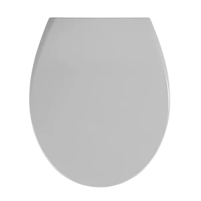 Abbildung von WENKO WC Sitz Samos Concrete Grey, hygienischer Toilettensitz mit Absenkautomatik, Fix Clip Hygiene Befestigung, aus antibakteriellem Duroplast, Grau