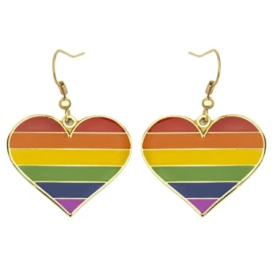 Abbildung von Regenbogen Ohrringe in Herzform, schwule und lesbische LGBT Pride Geschenke, Schmuck