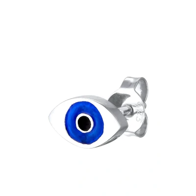 Abbildung von Elli Single EVIL EYE Symbol Emaille Ohrringe, Damen, Größe: One Size, Silber