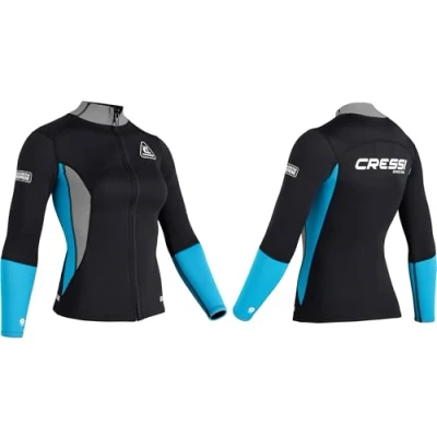 Abbildung von CRESSI Women&#039;s Guardian Neoprene Jacket 2mm Doppelt Gefütterte Neoprenjacke, Schwarz/Aquamarin, XL/5