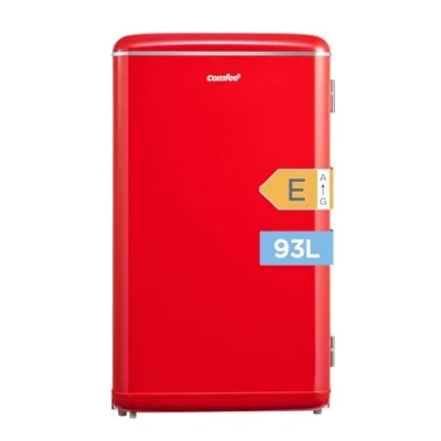 Abbildung von Comfee&#039; RCD93RE2EURT(E) Kleiner Kühler, 93 Liter, Retro Design, Mini Fridge Table, verstellbare Thermostat, Silent, geeignet für Zuhause, Büro und Hotel, Rot