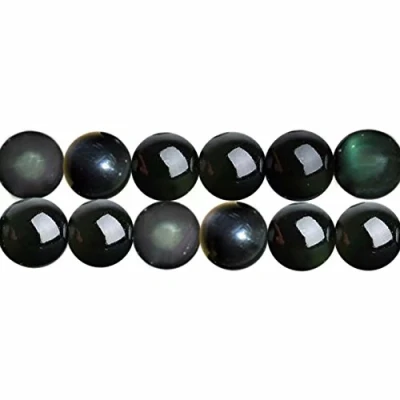 Abbildung von SKYBEADS Natuerliche Schwarz Regenbogen Obsidian 6mm Perlen zum auffädeln 38cm Strang Approx 60 Stück