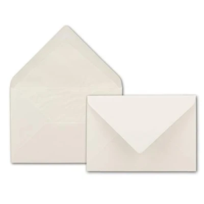 Abbildung von Briefumschläge DIN B6 125 x 176 mm Altweiß mit weißem Seidenfutter 50 Stück EXTRA QUALITÄT 100 g/m² Für ganz besondere Anlässe Nassklebung Marke: GUSTAV NEUSER