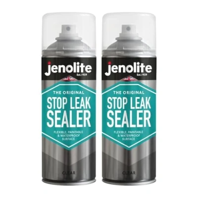 Abbildung von JENOLITE Stop Leak Dichtungsspray KLAR 2x400 ml Wasserdichtes Leckversiegelung für Dachrinnen und Flachdächer Dachrinnenversiegelung, Dachreparatur, Flachdachreparatur
