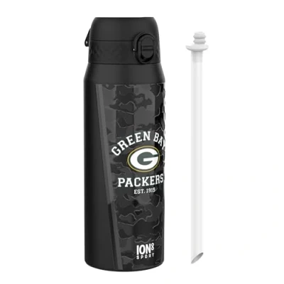 Abbildung von NFL Packers Vakuumisolierte Edelstahl Trinkflasche, 750ml (24oz), Auslaufsicher, Einhandöffnung, Sichere Verriegelung, Spülmaschinenfest, Tragegriff, Langlebig, Ideal für Sport