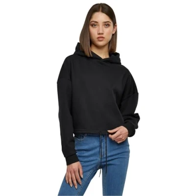 Abbildung von Urban Classics Cropped Kapuzenpullover, Damen, Größe: XS, Black
