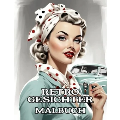 Abbildung von Retro Gesichter Malbuch: Malbuch für Erwachsene mit nostalgischen Vintage Motiven aus verschiedenen Epochen zum kreativen Stressabbau und zur Entspannung