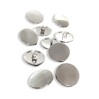 Abbildung von 10 Stück flach glatt silber glänzend Metall Ösenknöpfe 15mm, 20mm oder 22mm (20mm)