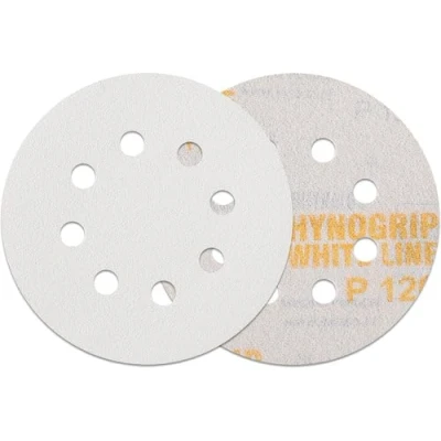Abbildung von INDASA RHYNOGRIP White LINE 50 Stück Exzenter Schleifscheiben 8 Loch Ø 125 mm Klettscheiben Korn 240