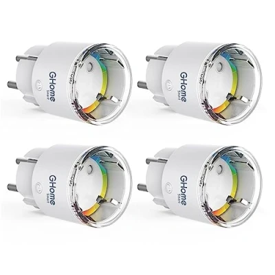 Abbildung von GHome Smart WLAN Steckdose, Kleinste WiFi Steckdose 4er Pack, Stromverbrauch Messen,App Fernbedienung,Funktioniert mit Alexa,Google Home,Sprachsteuerung,Zeitplan,TÜV Zertifiziert,10A,Nur 2,4GHz