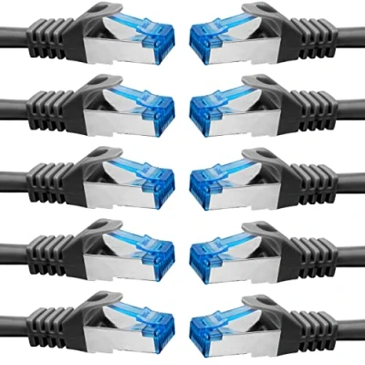 Abbildung von BIGtec 10 Stück 0,75m CAT.7 Gigabit Patchkabel Netzwerkkabel schwarz Kupferkabel Patch Ethernt LAN DSL Kabel CAT7 (RJ45, Cat 7, S/FTP PIMF) 75cm