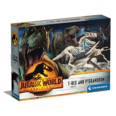 Abbildung von Clementoni Jurassic World 3 Ausgrabungs Set T Rex &amp; Pteranodon, Ausgraben von Dinosaurier Fossilien für kleine Forscher ab 7 Jahren 19205