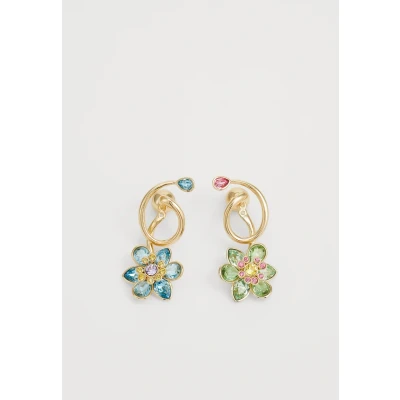 Abbildung von Swarovski Idyllia Drop Ohrhänger, Asymmetrisches Design, Verschiedene Schliffe, Blume, Mehrfarbig, Goldlegierungsschicht