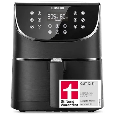 Abbildung von COSORI Heißluftfritteuse Airfryer, 11 in 1 Air Fryer XXL 5,5L, Friteuse Heissluftfritteuse mit Shake Reminder, 100 Rezepte, 55 Prozent energiesparend, spülmaschinenfeste Körbe, 2 4 Personen