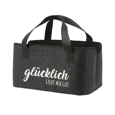 Abbildung von MC Trend faltbare XL Filztasche mit lustigen Sprüchen aus 3 mm starkem Filz praktische Tasche zum Einkaufen Shoppen Aufbewahrung Einkaufstasche Shopper Shopping Bag Einkaufskorb Tragetasche