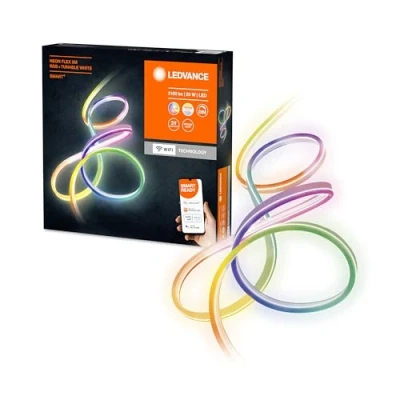 Abbildung von LEDVANCE Smarter LED Lichtschlauch mit WiFi Technologie für Außen, 3 Meter Länge, flexibel und biegsam, Lichtfarbe änderbar (2700 6500K), RGB Farben änderbar, Schutzart IP44, SMART+ NEON FLEX RGBW