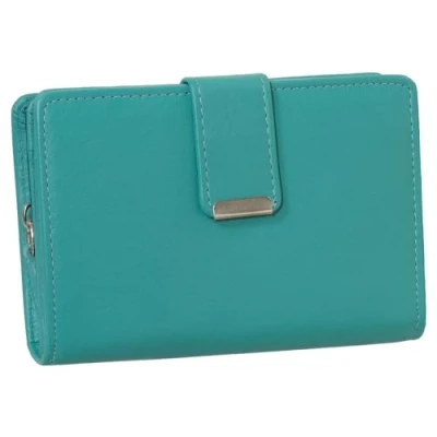 Abbildung von Ledershop24 RFID Damen Leder Geldbörse Portemonnaie Geldbeutel Farbe Aqua Geschenkset + exklusiven Schlüsselanhänger