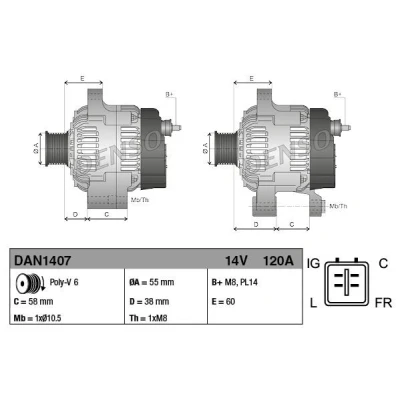 Abbildung von DENSO DAN1407 Lichtmaschine 14V 120A JAGUAR: X Type Estate