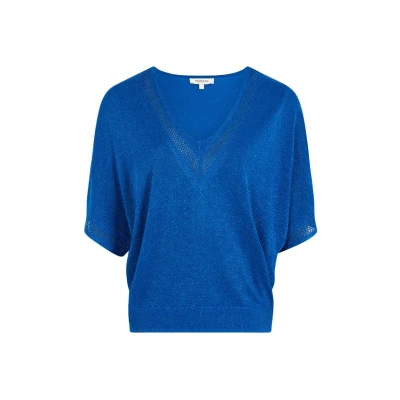 Abbildung von Morgan Vneck Short Sleeves Tshirt print, Damen, Größe: Small, Bleu electrique