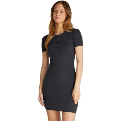 Abbildung von Calvin Klein Jeans Washed Dress Jerseykleid, Damen, Größe: Small, black