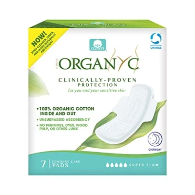 Abbildung von Organyc, Hygienebinden mit Flügeln für die Nacht, aus zertifizierter Bio Baumwolle, sehr starke Tage 1 Packungen zu je 7 Stück