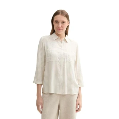 Abbildung von TOM Tailor Hemdbluse, Damen, Größe: 36, Beige white thin stripe