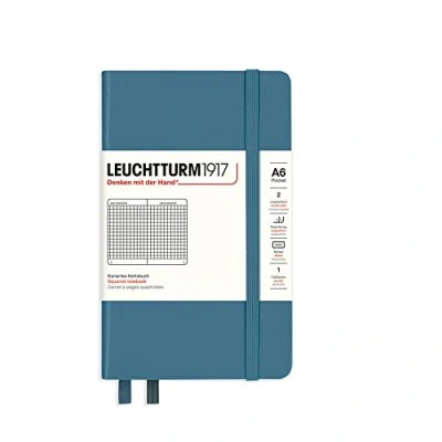 Abbildung von LEUCHTTURM1917 365632 Notizbuch Pocket (A6), Hardcover, 187 nummerierte Seiten, Stone Blue, Kariert