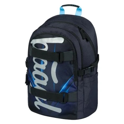 Abbildung von Baagl Schulrucksack für Jungen Mädchen Teenager Skateboard Rucksack Kinderrucksack mit Laptopfach und Brustgurt Schule, Weiterführendeschule, Mittelschule (Skate Bluelight)