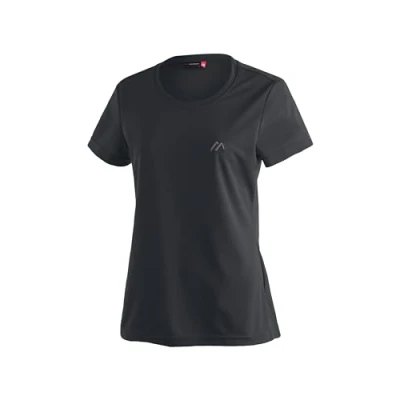 Abbildung von Maier Sports Waltraud, Damen T Shirt, Funktionsshirt mit Rundhals für Wandern und Freizeit, dryprotec Technologie, Atmungsaktiv, NFC Chip einfaches Recycling, Schwarz, 38