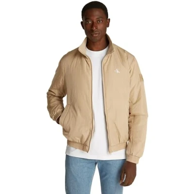 Abbildung von Calvin Klein Jeans Padded Harrington Übergangsjacke, Herren, Größe: XXL, Travertine