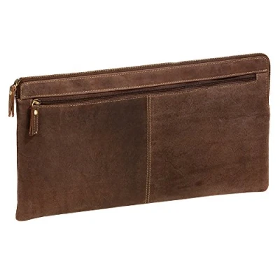 Abbildung von LEAS Banktasche &amp; Geldtasche extra groß im Vintage Style Echt Leder, braun Special Edition 33x18x1cm (BxHxT)
