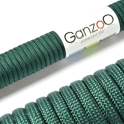 Abbildung von Ganzoo Paracord 550 Seil Dunkel Grün 4mm Schnur Typ 3, Nylon &amp; Polyester, ideal für Basteln von Hundeleine Halsband Armband/Camping Survival und Outdoor 30 Meter Allzweckseil 7 Innenstränge