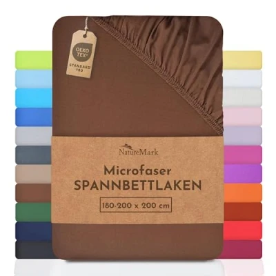 Abbildung von NatureMark Mikrofaser SPANNBETTLAKEN zum Sparpreis! viele Größen und Farben Markenware (180x200 200x200 cm, Schoko braun)