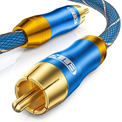 Abbildung von EMK Subwoofer Kabel, Digitales Koaxialkabel Cinch RCA Vergoldete Stecker Audio Kabel für Subwoofer,AV Receiver,Verstärker,Heimkino (Cinch zu Blau, 1M)