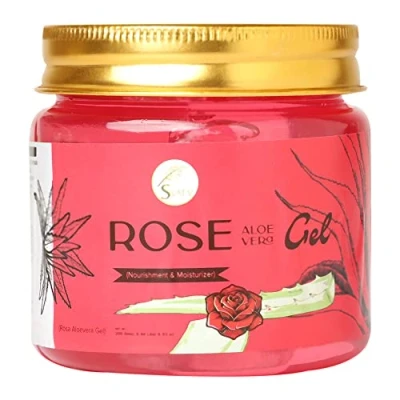 Abbildung von SVATV Rose Aloe Vera Gel für Haut, Haare Natürliche Feuchtigkeitscreme Tonisiert unebene Haut ein mit Feuchtigkeit versorgtes Gesicht 7,05 Unzen 0,44 Pfund