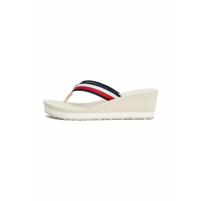 Abbildung von Tommy Hilfiger Corporate Webbing Badesandale, Damen, Größe: 39, Muslin Schuhe