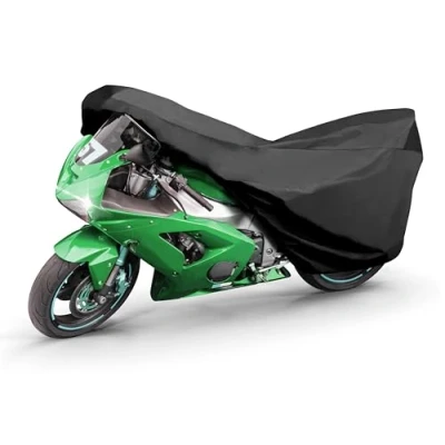 Abbildung von WALSER Motorrad Abdeckplane All Weather Basic M, 100% wasserdichte Outdoor Plane, Plane Ganz Jahres Schutz, Motorrad, Zubehör schwarz 215x95x120 cm