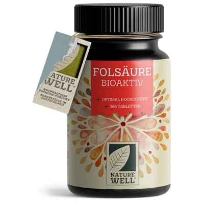 Abbildung von Folsäure BIOAKTIV 400µg 365 Tabletten mit bioaktiver (L 5 MTHF) optimal hochdosiert Kinderwunsch &amp; Schwangerschaft laborgeprüft Zertifikat 100% vegan Jahresvorrat