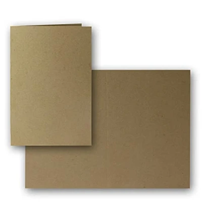 Abbildung von FarbenFroh by GUSTAV NEUSER 50x Vintage Kraftpapier Falt Karten DIN B6 120 x 169 mm Braun Recycling 240 g/m² blanko Klapp