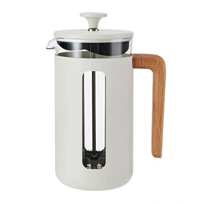 Abbildung von La Cafetière Pisa Cafetière, 8 Tassen/1 l, hitzebeständiges Borosilikatglas und Edelstahl mit griffigem Kolben, große französische Presse Kaffeemaschine für losen Tee gemahlenen Kaffee, Feuerstein