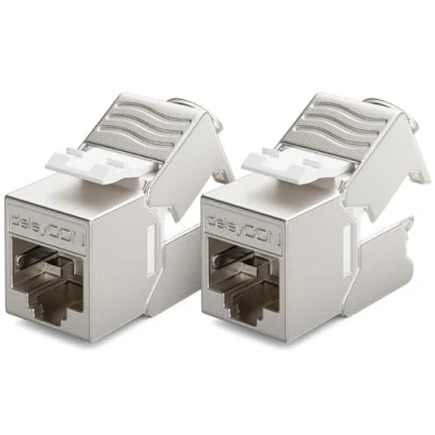 Abbildung von deleyCON 2x CAT6a MINI Keystone Jack Modul Patchkabel Netzwerkkabel Verbinder 30 mm (3 cm) Lang STP Schirmung RJ45 Buchse Netzwerk Dose Patchpanel Keystonehalterung Erweiterung