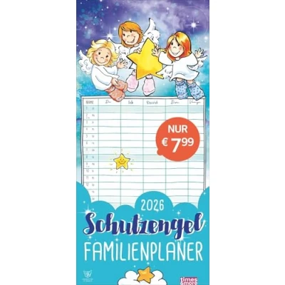 Abbildung von times&amp;more Schutzengel Familienplaner 2026: Kalender mit 5 Spalten praktischer für die Wand süßen Schutzengeln als ... Familienkalender 2026. (Familienplaner Heye)