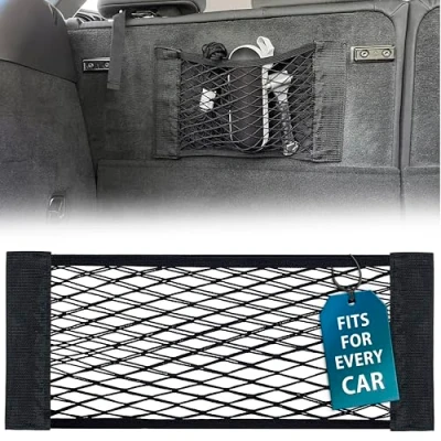 Abbildung von MyGadget 1x Kofferraum Netztasche Klett [25 x 60 cm] Universal Organizer im Auto Innenraum Gepäcknetz für KFZ Zubehör wie z.B. Warnwesten &amp; Feuerlöscher